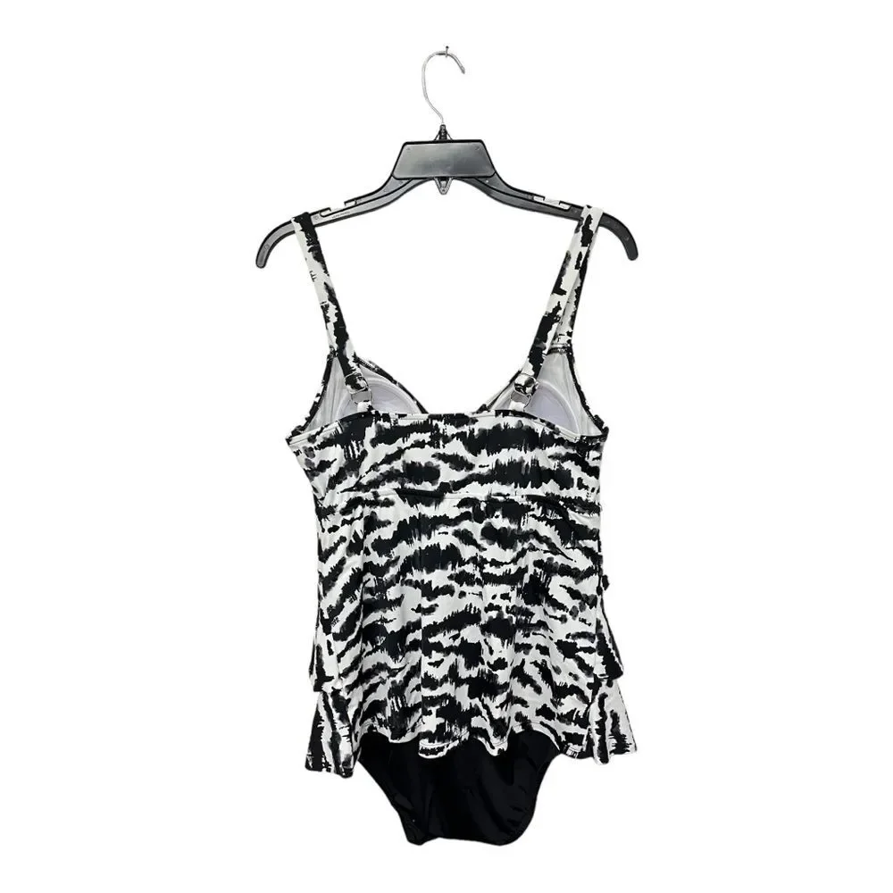NWT SWIM SOLUTIONS | Plus Size Tummy Control Triple‎ Tier Fauxkini One Piece 10 - Picture 3 of 5